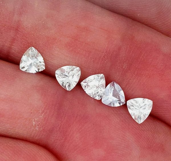 Sri Lanka Ceylon White Trilliant Cut Sapphire - ~.5cts 5mm - Image 6