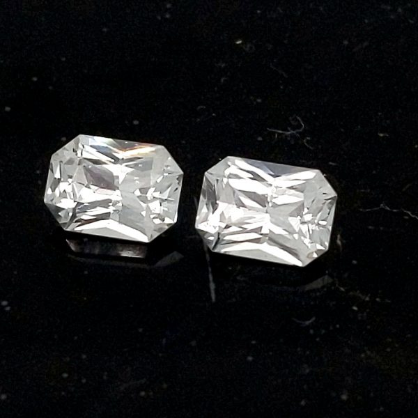 Sri Lanka Emerald Radiant Cut White Sapphire  1.20 Cts  7x5mm - Image 8