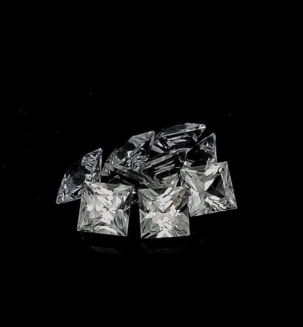 Sri Lanka (Ceylon) White Sapphire Princess Cut 3.5mm ~0.3carats each - Image 6