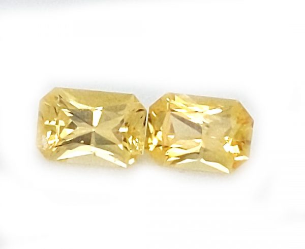 Sri Lanka Emerald Cut Yellow Sapphire pair  1.62 cts  6.5x4.5mm