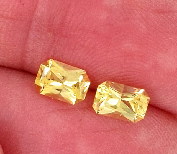 Sri Lanka Emerald Cut Yellow Sapphire pair  1.62 cts  6.5x4.5mm - Image 5