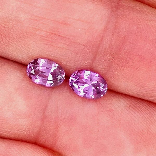 Sri Lanka Oval Cut Purple Sapphire Pair 1.89 cts -  7x5 mm - Image 2