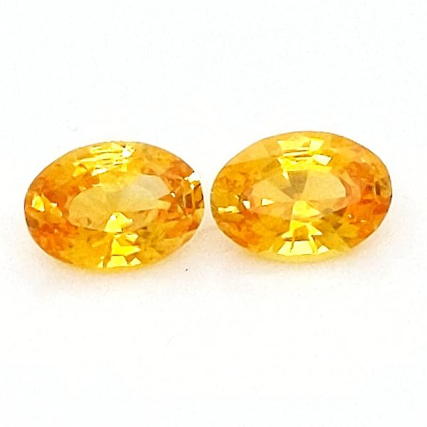 Sri Lanka Yellow Orange Oval Cut Sapphire Pair 7.5x5.5mm ~2.44cts - Image 2