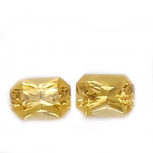 Matched Pair Sri Lanka Emerald Cut Yellow Sapphire Pair 1.78 Carats 7x5mm