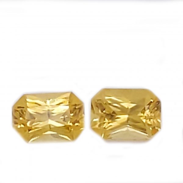 Matched Pair Sri Lanka Emerald Cut Yellow Sapphire Pair 1.78 Carats 7x5mm - Image 6