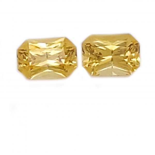 Matched Pair Sri Lanka Emerald Cut Yellow Sapphire Pair 1.78 Carats 7x5mm - Image 2