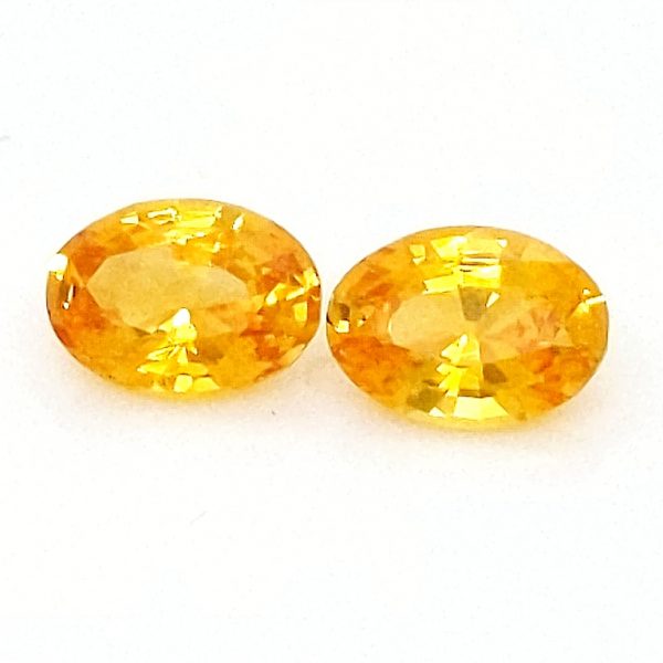 Sri Lanka Yellow Orange Oval Cut Sapphire Pair 7.5x5.5mm ~2.44cts - Image 8