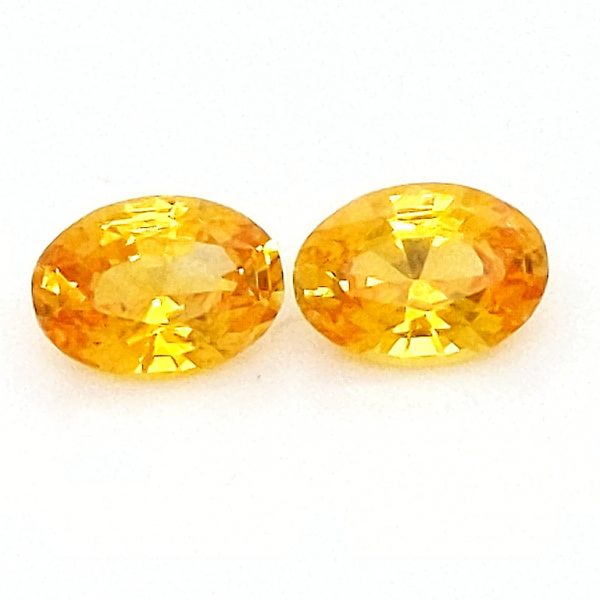 Sri Lanka Yellow Orange Oval Cut Sapphire Pair 7.5x5.5mm ~2.44cts - Image 4