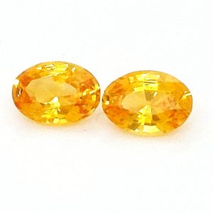 Sri Lanka Yellow Orange Oval Cut Sapphire Pair 7.5x5.5mm ~2.44cts