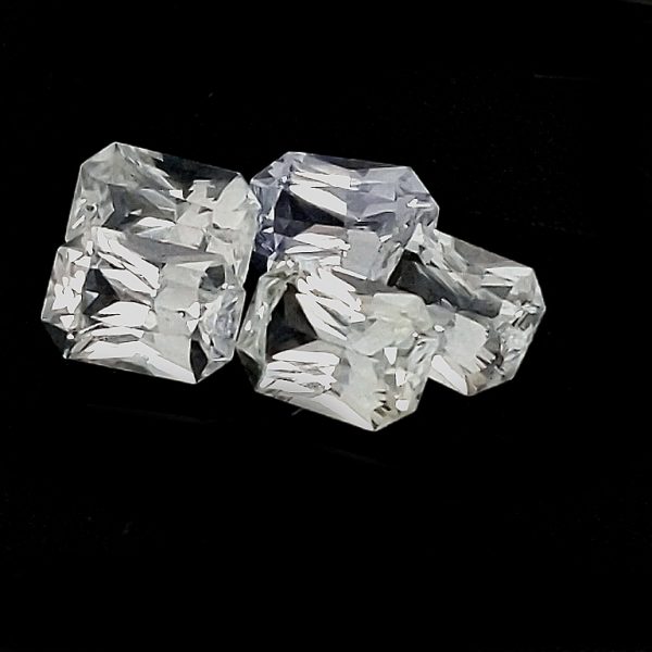 Sri Lanka Radiant Emerald Cut White (Colorless) Sapphire ~ 0.9-1.0 Carat each 6.5x4.5mm - Image 2