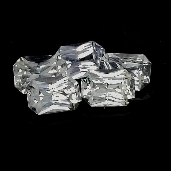 Sri Lanka Radiant Emerald Cut White (Colorless) Sapphire ~ 0.9-1.0 Carat each 6.5x4.5mm - Image 7