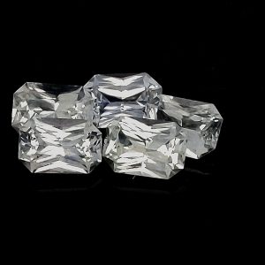 Sri Lanka Radiant Emerald Cut White (Colorless) Sapphire ~ 0.9-1.0 Carat each 6.5x4.5mm