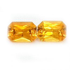 Sri Lanka Yellow Radiant Emerald Cut Sapphire Pair 2.45cts 7.5x5.5mm