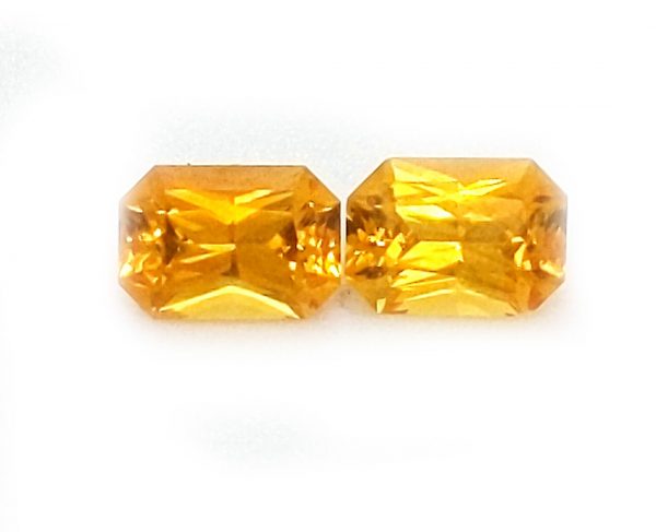 Sri Lanka Yellow Radiant Emerald Cut Sapphire Pair 2.45cts 7.5x5.5mm