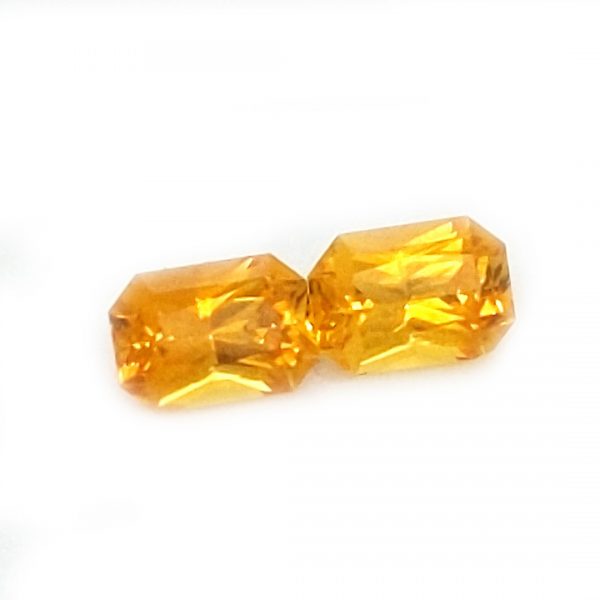 Sri Lanka Yellow Radiant Emerald Cut Sapphire Pair 2.45cts 7.5x5.5mm - Image 3