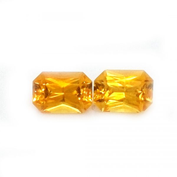Sri Lanka Yellow Radiant Emerald Cut Sapphire Pair 2.45cts 7.5x5.5mm - Image 2