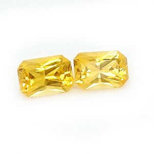 Sri Lanka Sapphire Yellow Emerald Cut Pair 6.5x4.5mm  1.77 cts