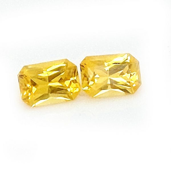 Sri Lanka Sapphire Yellow Emerald Cut Pair 6.5x4.5mm  1.77 cts - Image 5