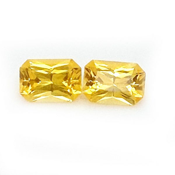 Sri Lanka Sapphire Yellow Emerald Cut Pair 6.5x4.5mm  1.77 cts - Image 6