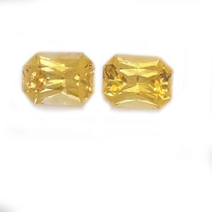 Sri Lanka Yellow Emerald Radiant Cut Sapphire Pair 7x5mm 2.34 ctw