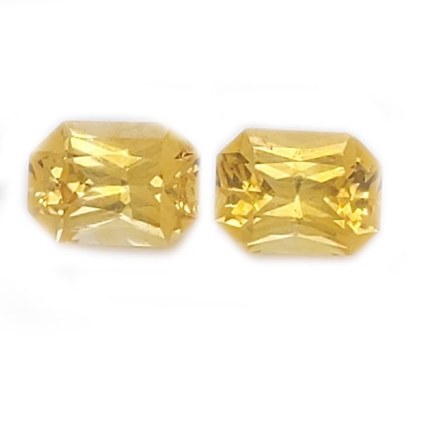 Sri Lanka Yellow Emerald Radiant Cut Sapphire Pair 7x5mm 2.34 ctw - Image 9