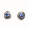 AGTA Certified Unheated Sapphire  Diamond Earrings 18KWG 1.58 ctw