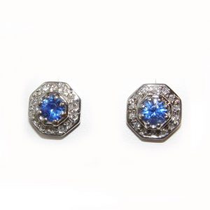 AGTA Certified Unheated Sapphire  Diamond Earrings 18KWG 1.58 ctw