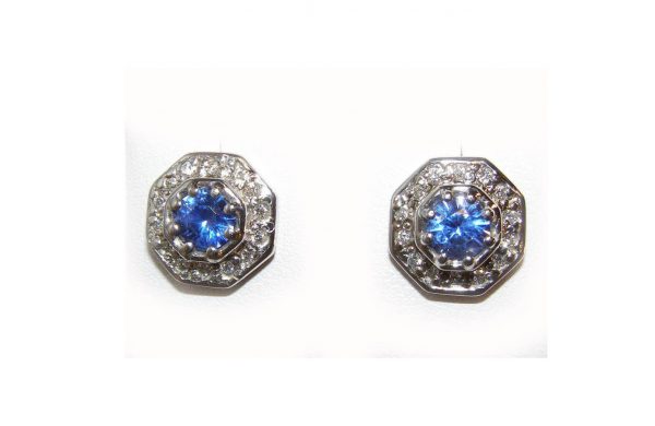 AGTA Certified Unheated Sapphire  Diamond Earrings 18KWG 1.58 ctw - Image 6