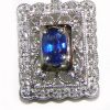 Art Deco Ceylon Sapphire Diamond Earring Dangles 14KWG 1.42 ctw - Image 4
