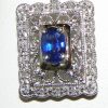 Art Deco Ceylon Sapphire Diamond Earring Dangles 14KWG 1.42 ctw - Image 2