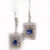 Art Deco Ceylon Sapphire Diamond Earring Dangles 14KWG 1.42 ctw - Image 7