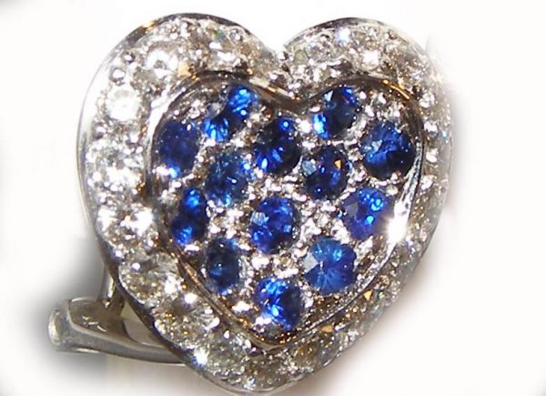 Pave Bright Blue Sapphire Diamond Earrings 18KWG 2.02 ctw - Image 5