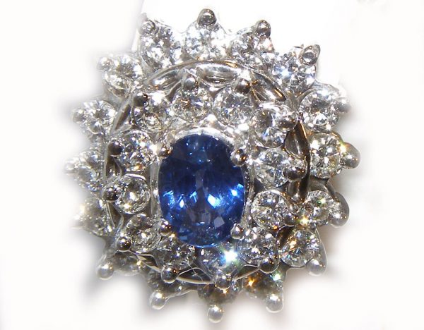 Lady Diana Ceylon Sapphire Diamond Earrings 14KWG 5.20 ctw - Image 5