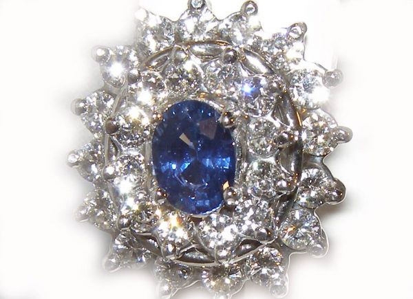 Lady Diana Ceylon Sapphire Diamond Earrings 14KWG 5.20 ctw - Image 7
