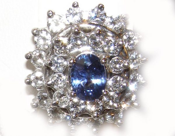 Lady Diana Ceylon Sapphire Diamond Earrings 14KWG 5.20 ctw - Image 8