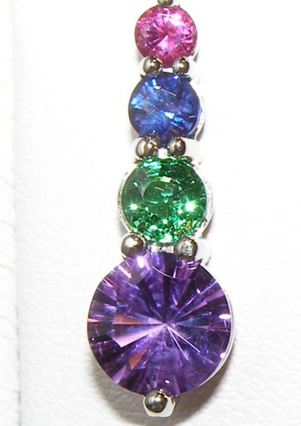 Bright Colorful Multi-gemstone Earrings 18KWG 4.00 ctw - Image 3