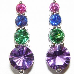 Bright Colorful Multi-gemstone Earrings 18KWG 4.00 ctw