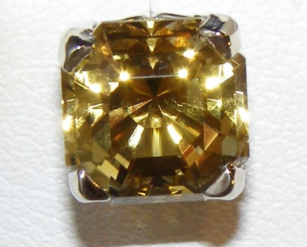 Asscher Cut Yellow Citrine Earring Studs 14KWG 6.96 ctw - Image 5