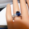 AGL Certified Blue Sapphire & Diamond Platinum Ring 4.94 ctw - Image 8