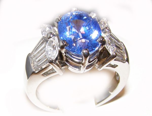 AGL Certified Ceylon Sapphire Platinum Diamond Ring 6.50 ctw - Image 8