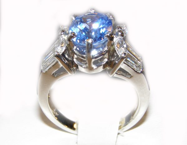 AGL Certified Ceylon Sapphire Platinum Diamond Ring 6.50 ctw - Image 7