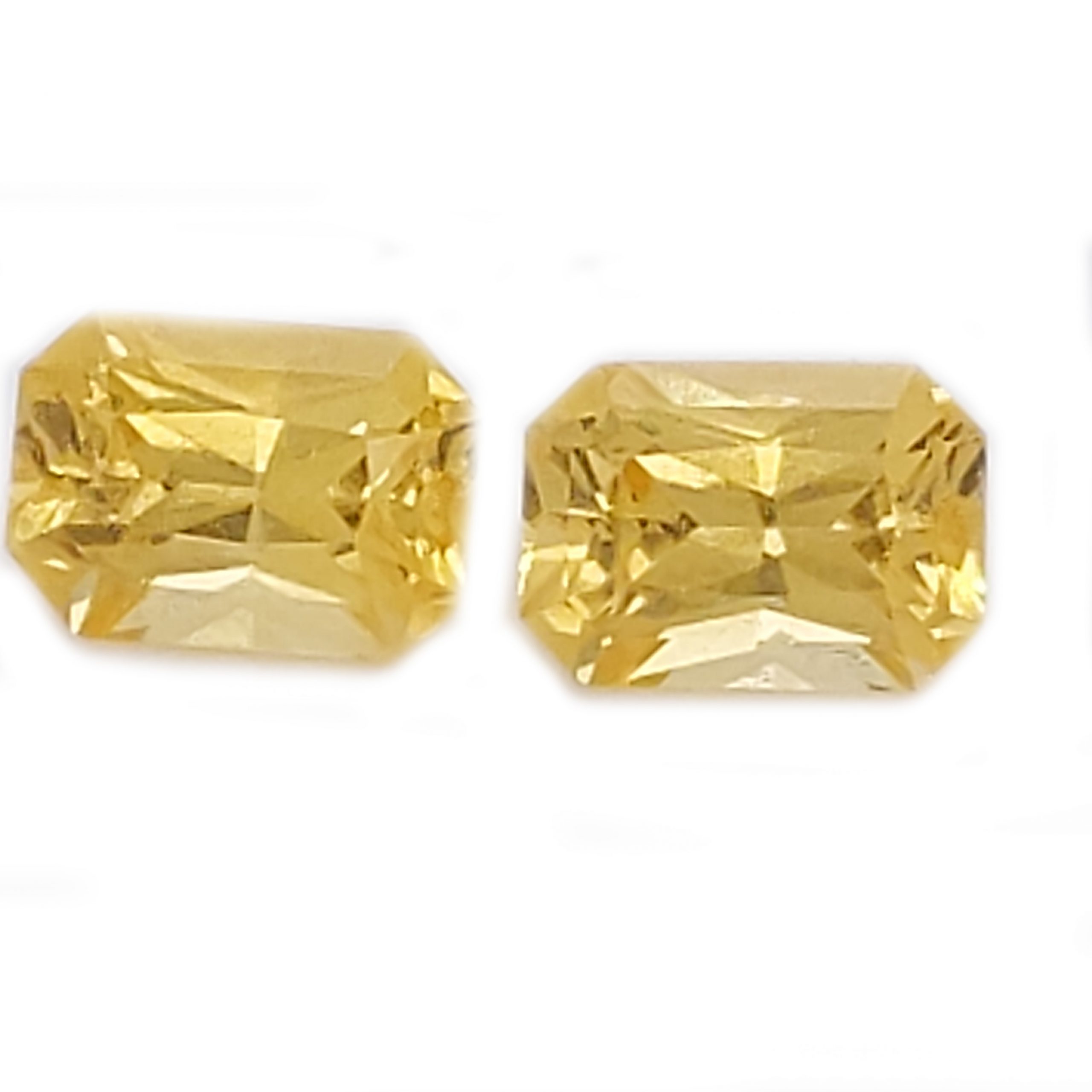 Sri Lanka Yellow Sapphire Emerald Radiant Matched Pair 6.5x4.5mm 2.00 Carats Simply Sapphires