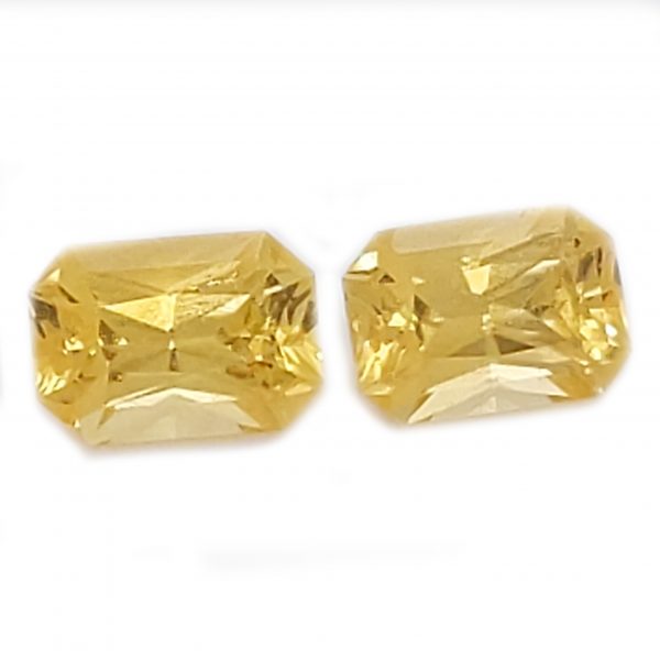 Sri Lanka Yellow Sapphire Emerald Radiant Matched Pair 6.5x4.5mm 2.00 Carats - Image 2