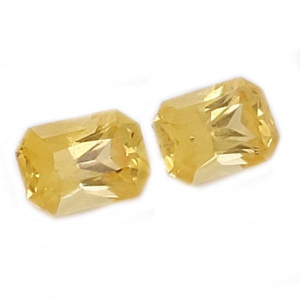 Sri Lanka Yellow Sapphire Emerald Radiant Matched Pair 6.5x4.5mm 2.00 Carats - Image 3