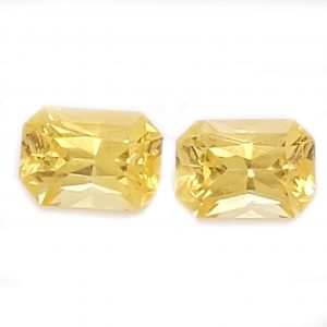 Sri Lanka Yellow Sapphire Emerald Radiant Matched Pair 6.5x4.5mm 2.00 Carats
