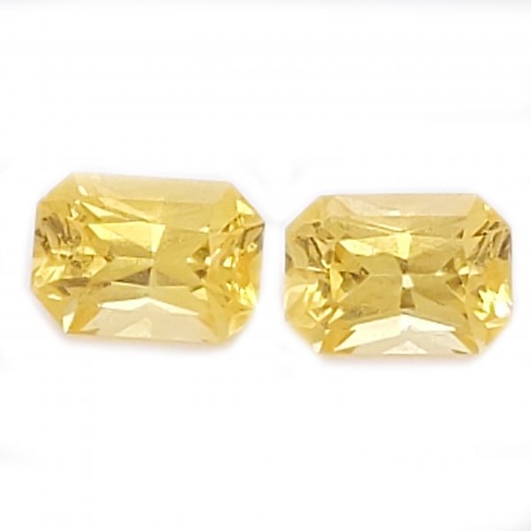 Sri Lanka Yellow Sapphire Emerald Radiant Matched Pair 6.5x4.5mm 2.00 Carats
