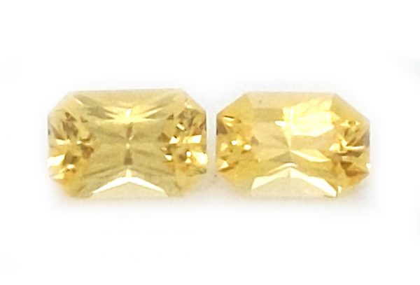 Sri Lankan Sapphire Yellow Emerald Radiant Cut Pair 6.5x4.5mm  1.74 cts - Image 4