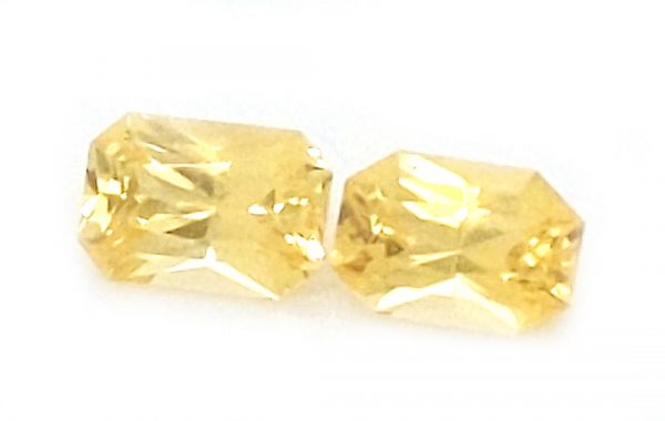 Sri Lankan Sapphire Yellow Emerald Radiant Cut Pair 6.5x4.5mm  1.74 cts