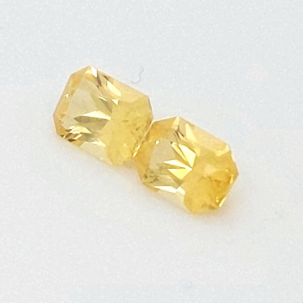 Sri Lankan Sapphire Yellow Emerald Radiant Cut Pair 6.5x4.5mm  1.74 cts - Image 11