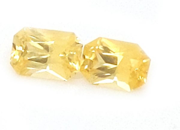 Sri Lankan Sapphire Yellow Emerald Radiant Cut Pair 6.5x4.5mm  1.74 cts - Image 8